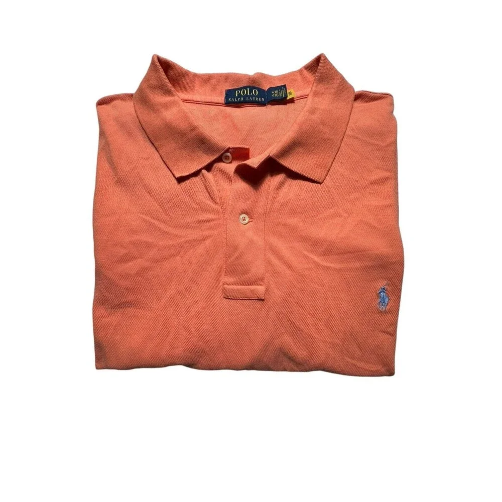 Polo Ralph Lauren Short Sleeve Shirt Size 4XB Orange Pony‎ Preppy Classic #IJ8